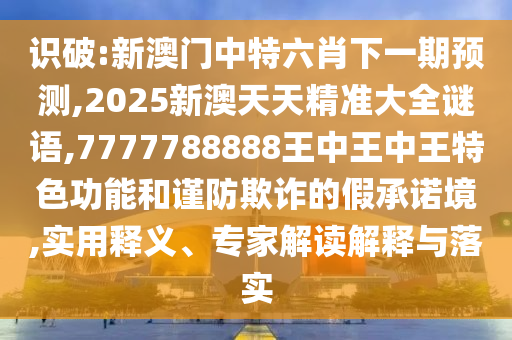 識破:新澳門中特六肖下一期預測,2025新澳天天精準大全謎語,7777788888王中王中王特色功能和謹防欺詐的假承諾境,實用釋義、專家解讀解釋與落實